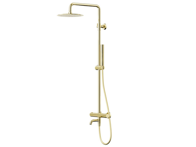 Dusch-Set in Gold LUGO Thermostatisch Duschsäule mit Auslauf