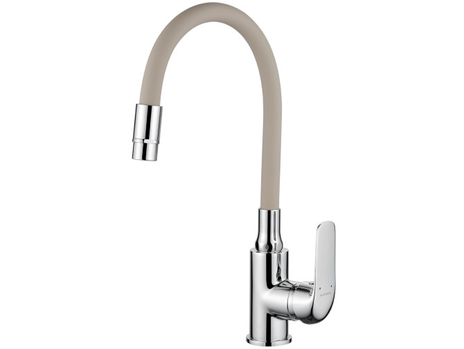 Küchenarmatur in Chrom-Beige ELZA Wasserhahn Küchenmischer mit flexiblen 2-Funktionen Auslauf